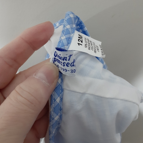 Blue gingham sailor collar romper by Orient Express size 12M - Picture 5 of 8